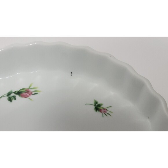 Vintage Christine Holm Ceramic Fluted Quiche Tart Dish Rose Pattern Plate 9.5" - Picture 4 of 7